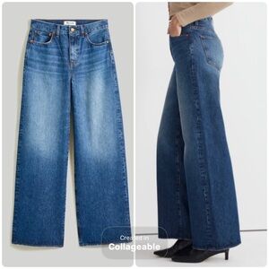 Madewell Superwide Leg Jeans Sz 27P, Halleran Wash Rigid, Super Wide 100% Cotton